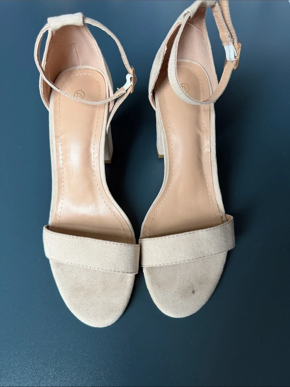 Classic Beige Ankle-Strap Block Heel Sandals - Women